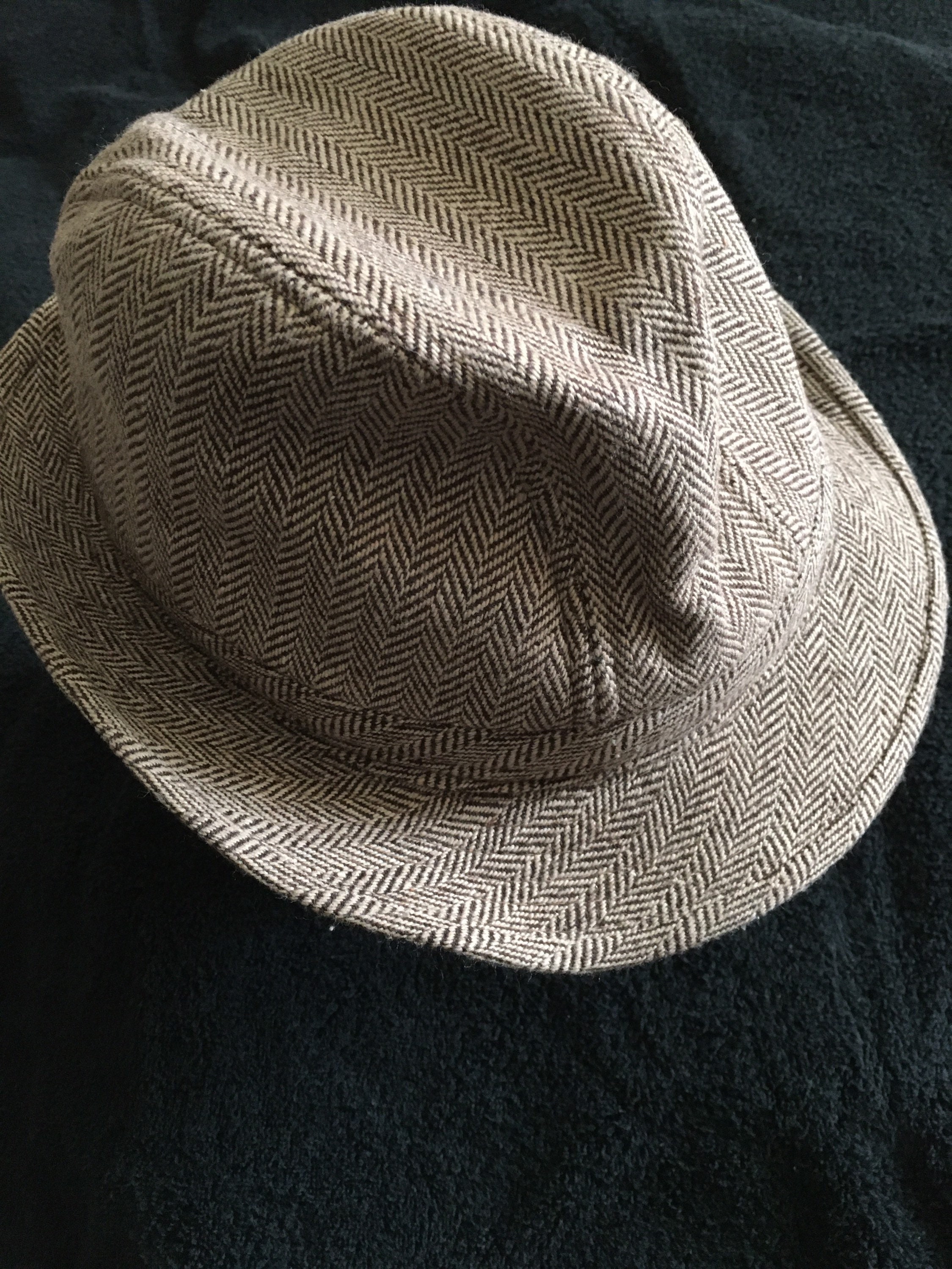 Mens Brown Herringbone Tweed Wool-blend 