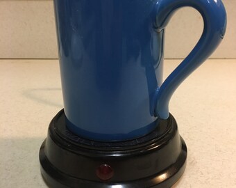 Beverage Warmer & Blue Ceramic Cup by Rival Vintage Electric Warming Plate