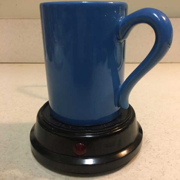 Beverage Warmer & Blue Ceramic Cup by Rival Vintage Electric Warming Plate