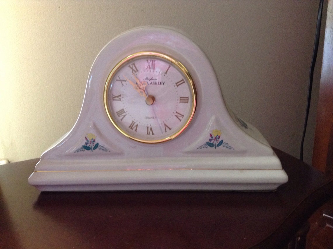 Vintage Mantle Quartz Clock Laura Ashley Parfums Mantel Etsy