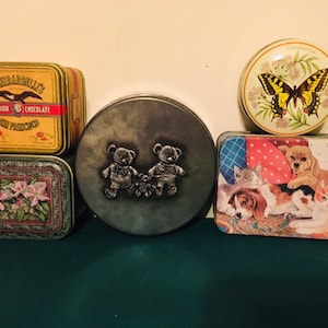 Tin Cans Collection Lot of 5 Vintage Uniquely Designed Memorabilias