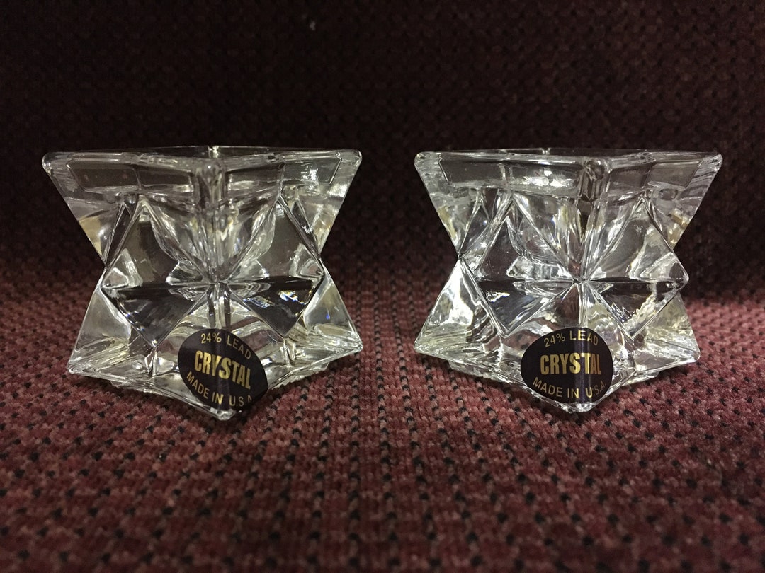 Crystal Starshaped Candleholders / Votive Candles / Lead Crystal Etsy
