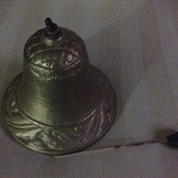 Iron Bell with Iron Clapper &  Pull Cord  Brass-finish Uniquely  Designed Vintage  Bell with Clapper