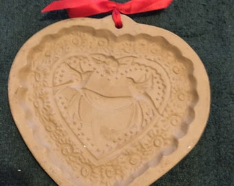 Brown Bag Heart-Shaped Cookie Art Mold or Cutter Vintage Ceramic Collectible