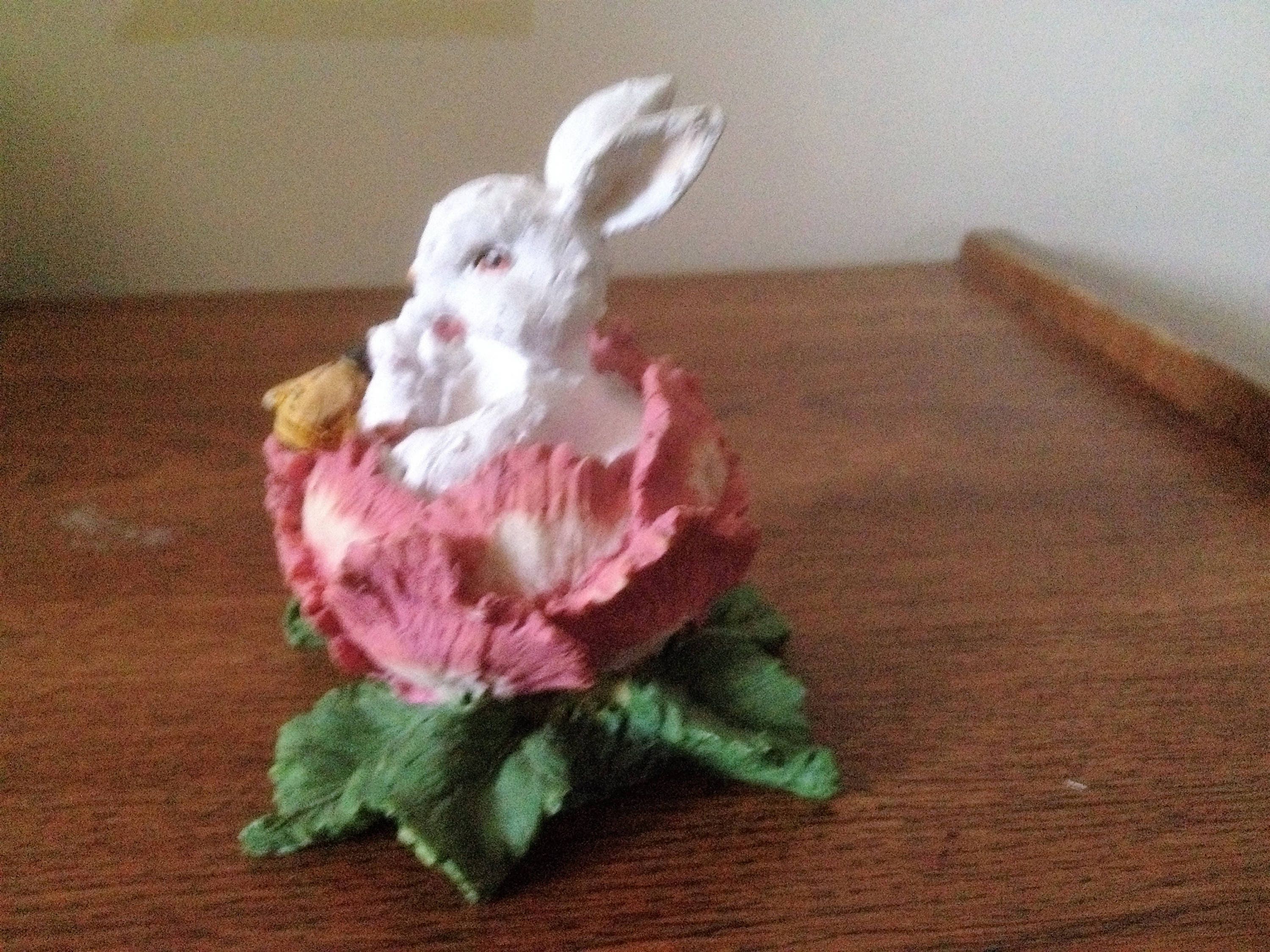 Ceramic Bunny Rabbits Figurines Rabbit in A Cabbage Patch and Rabbits ...