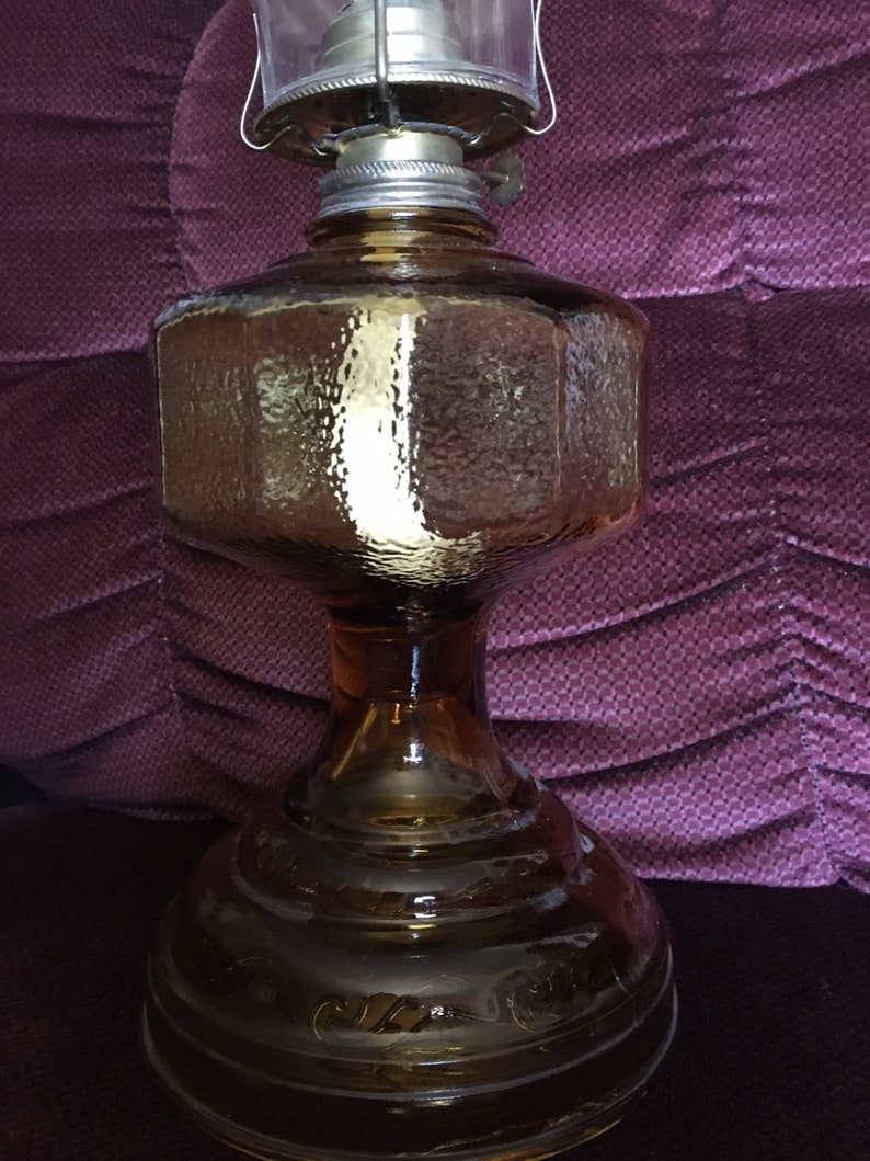 Hurricane Lamp 20 Tall Amber Colored Glass Polygon Shaped Etsy Il 794xN.2482988751 F4mq