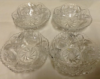 Crystal Thick Sculptured  EAPG  Serving Bowls  Vintage Collectibles