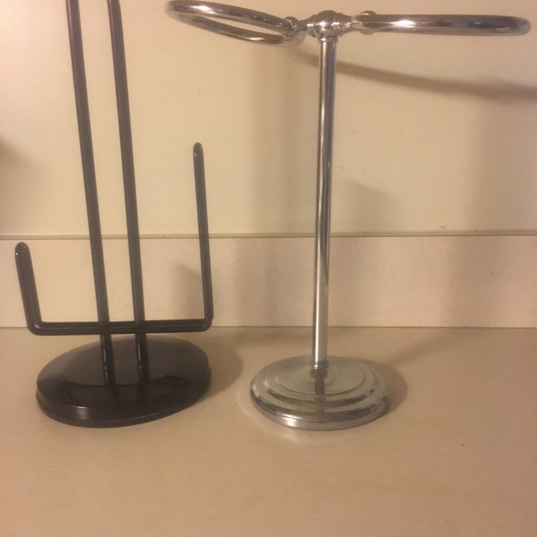 Towel Stands Select Black or Chrome Metal Table - Top Designed Stands for Towels or Wash Cloths Kitchen or Bathroom Decor