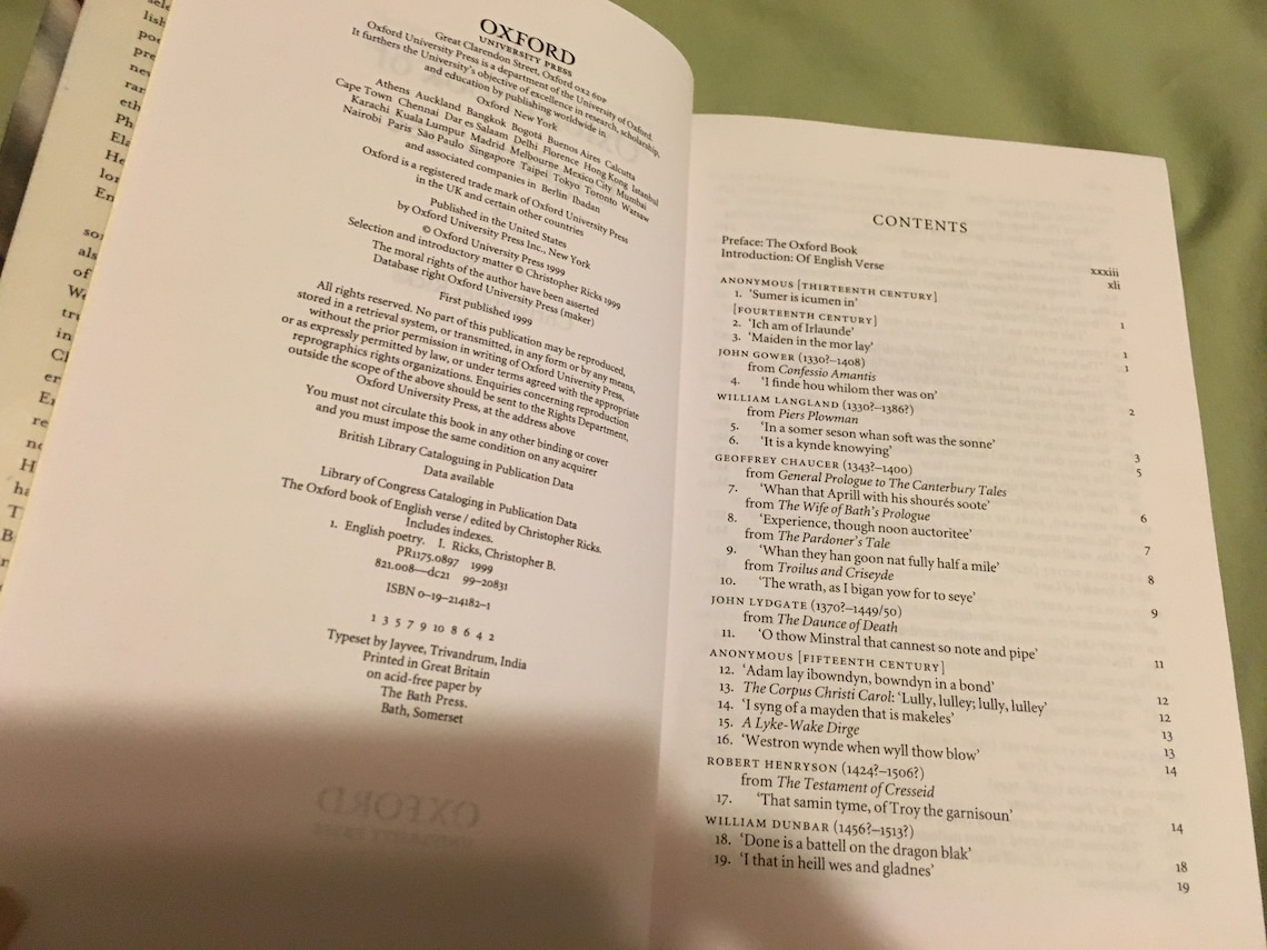 The Oxford Book of English Verse by Christopher Ricks The Oxford Book of English Verse by Christopher Ricks