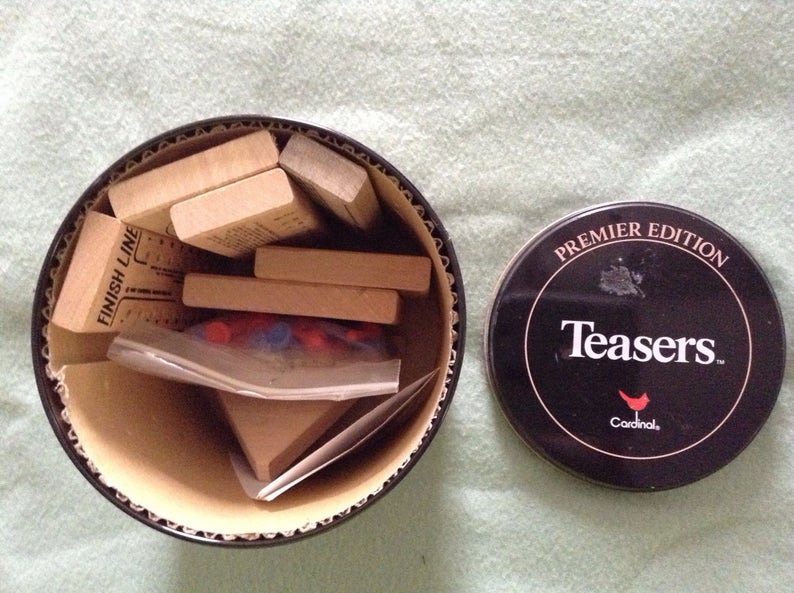 Teaser/'s Brain Busters Game Set 7 Wooden Brain Busters in a Tin Can by Cardinal Vintage Collectible