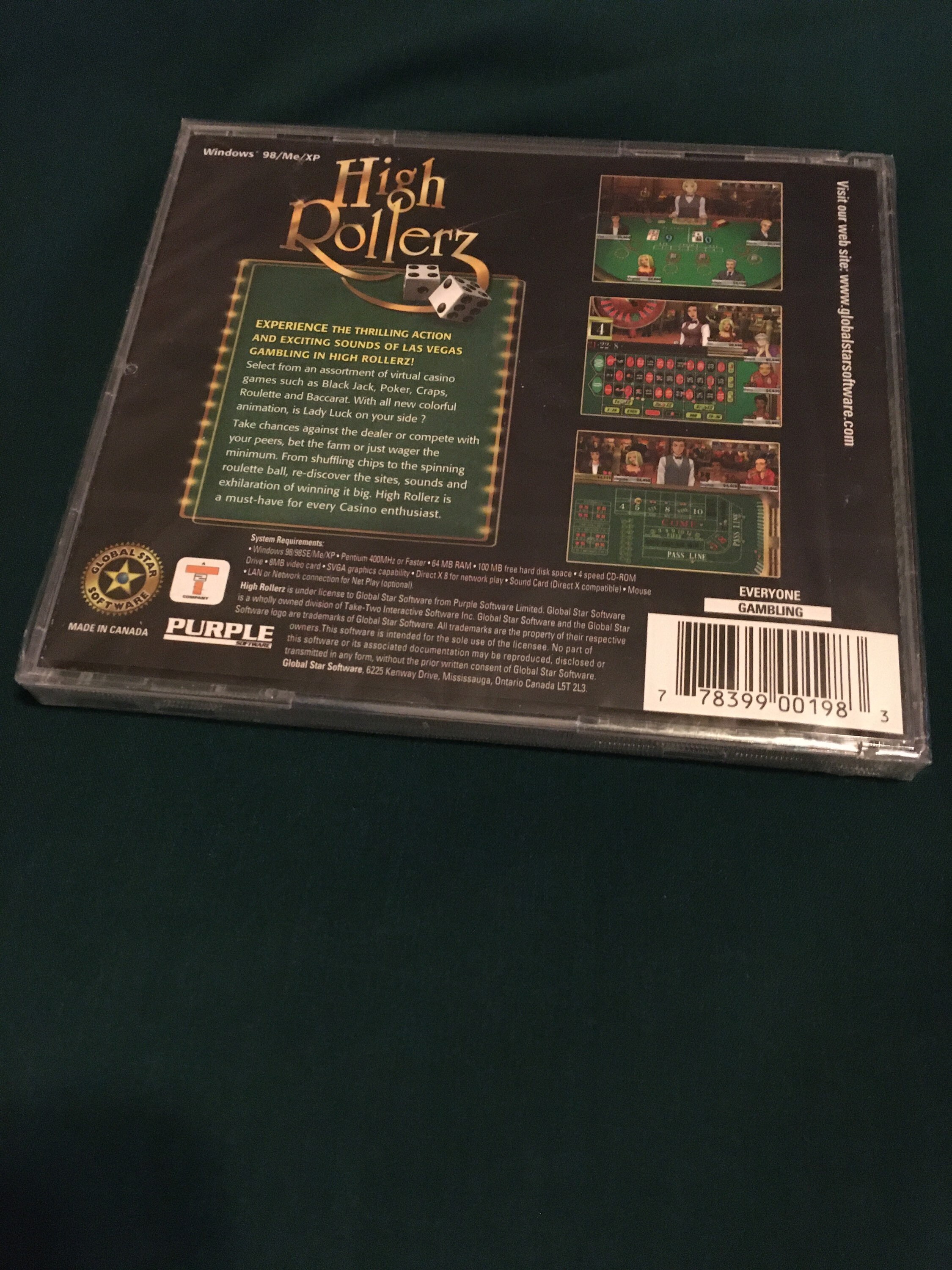 High Rollerz PC CD ROM Poker Craps Roulette Baccarat Blackjack