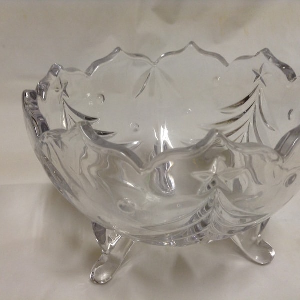 Crystal, Cut-Glass, Candy Dish  / 3-footed Crystal EAPG Candy Dish  Vintage Collectible