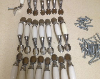 Cabinet and Drawer Pulls White & Nickle-Plated Designed Drawer Cabinet Door Pulls Separately Priced Sale
