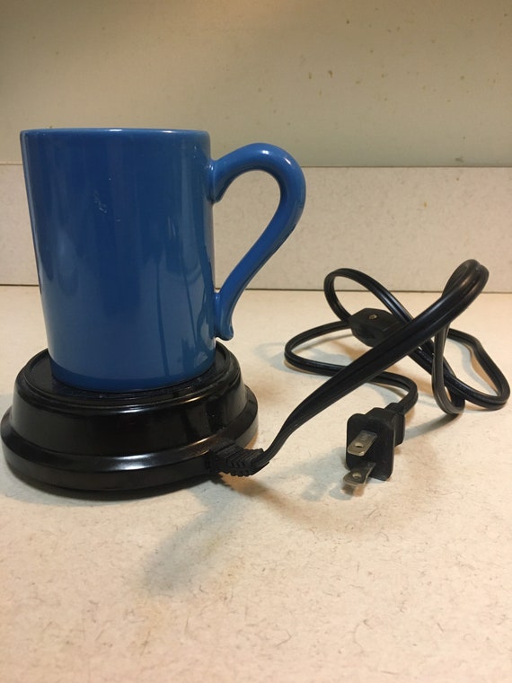 Beverage Warmer & Blue Ceramic Cup by Rival Vintage Electric Warming Plate  
