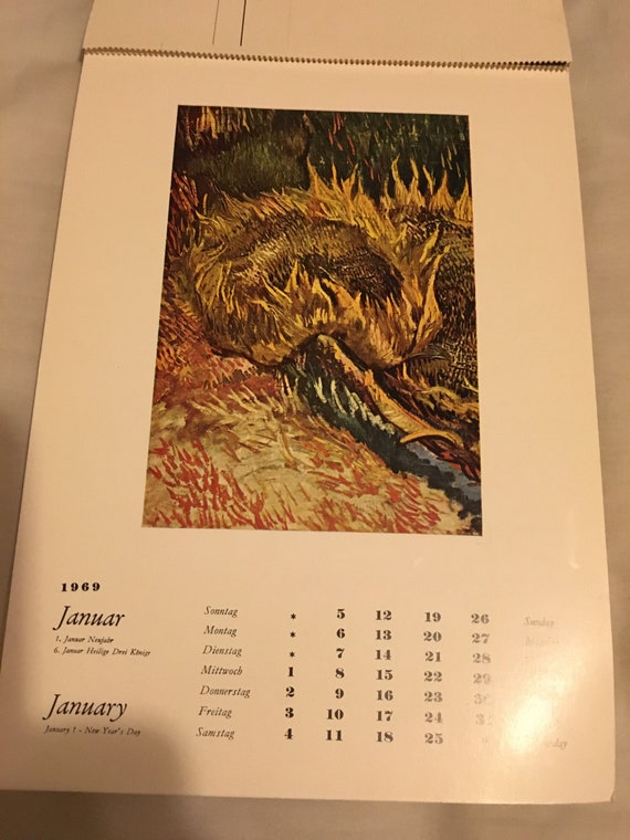 Vincent Van Gogh A Universal Calendar 1969 January December Wall Calendar  of Colorful Reproductions or Postcards Vintage Collectibles - Etsy