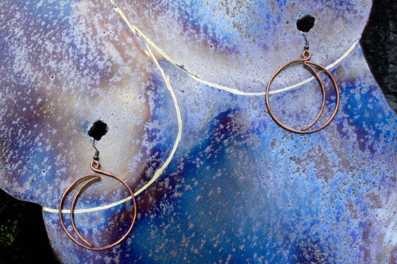 P H A S E \u2022 Crescent Moon-Shaped Copper Wire Earring Set