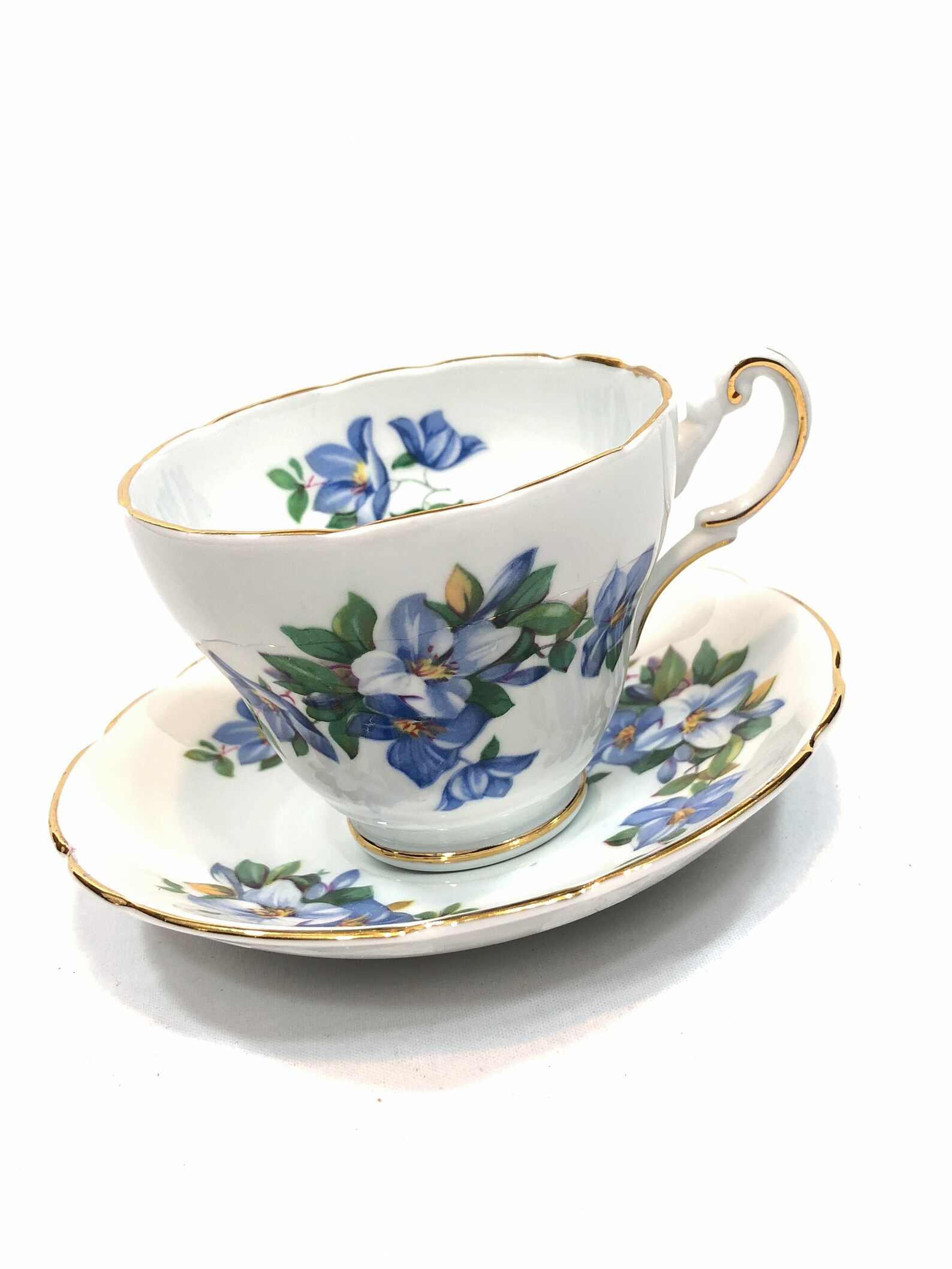 Regency Blue Flower Tea Cup Shabby Afternoon Tea Vintage Etsy