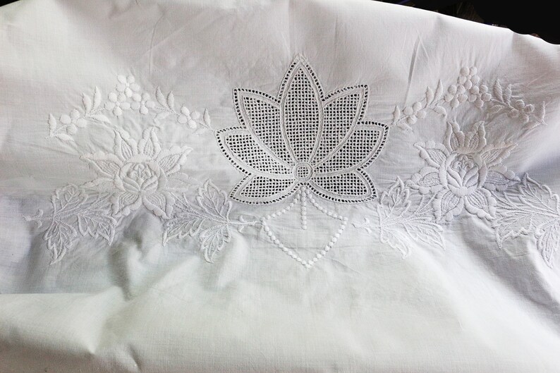 Large White Embroidered Pillow Cover/Layover Raised Floral Etsy