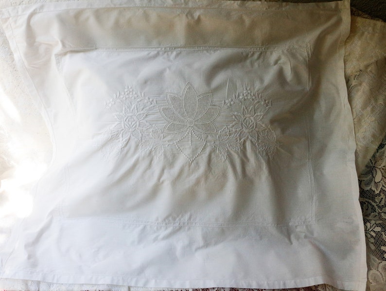Large White Embroidered Pillow Cover/Layover Raised Floral Etsy