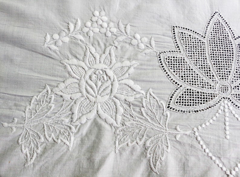 Large White Embroidered Pillow Cover/Layover Raised Floral Etsy