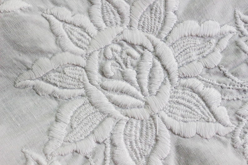 Large White Embroidered Pillow Cover/Layover Raised Floral Etsy