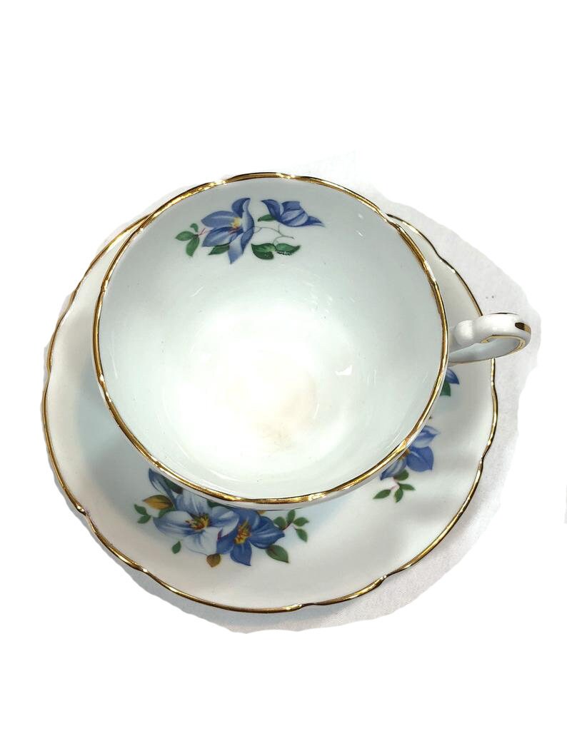 Regency Blue Flower Tea Cup Shabby Afternoon Tea Vintage Etsy