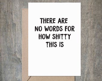 There Are No Words For How Sh***y This Is. Sympathy Card. Funny Sympathy Card. Divorce Card. Breakup Card. Mature.