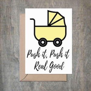 Funny Baby Shower Card  Push It Real Good