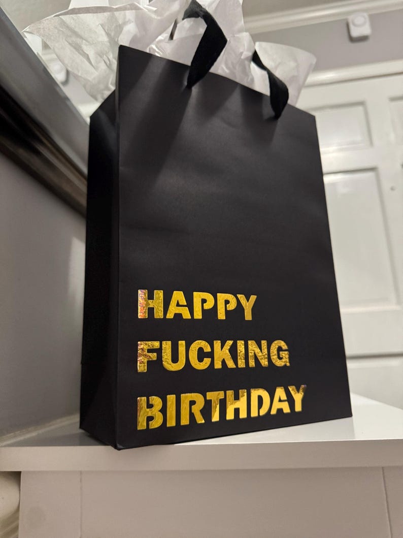 Happy Fucking Birthday Funny Gift Bag-gift bag-Crimson and Clover Studio