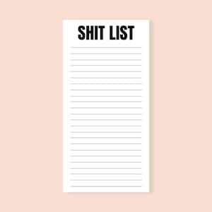 Funny Notepad Shit List Notepad