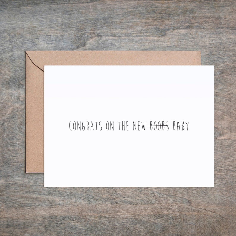 New Boobs Funny Baby Shower Card Congratulations Baby Card New Baby Card Funny Pregnancy Card Snarky Card