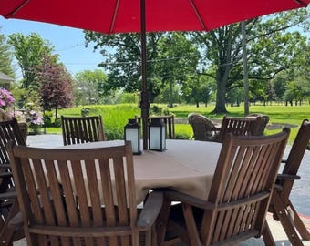 Outdoor Tablecloth With Umbrella Hole, Linen Tablecloth