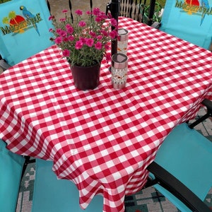 Outdoor Tablecloth With Umbrella Hole, Gingham Plaid, Umbrella Hole Tablecloth, All Sizes
