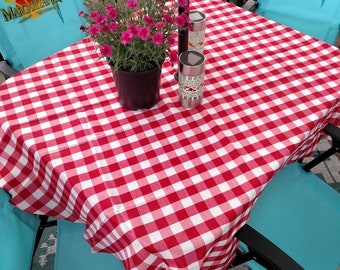 Outdoor Tablecloth With Umbrella Hole, Gingham Plaid, Umbrella Hole Tablecloth, All Sizes