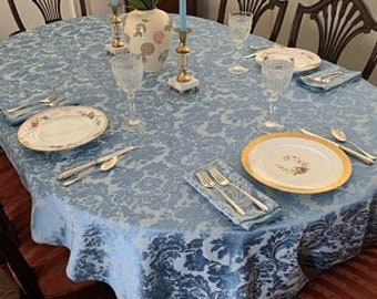 Damask Oval Tablecloths, All Oval Tablecloth Sizes, Cotton Table Linen