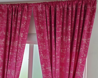 Fuchsia Etched Velvet Curtains, Velvet Drapes,  Excellent Quality