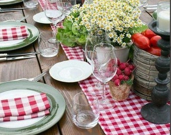 Gingham Table Runner, Checkered Table Runner 13" x 108"  5 Colors Avaible