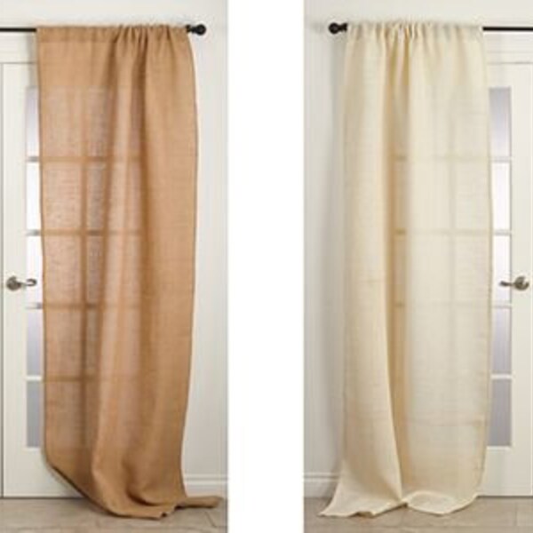 Burlap Curtains, Country Curtains, 60" Wide For Proper Fullness