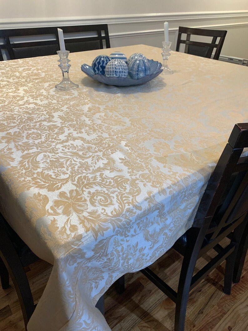 Damask Square Tablecloth Cotton Linen Tablecloth 10 Colors Etsy