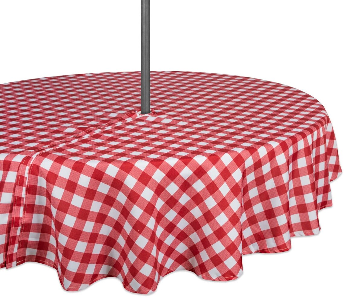 60 Round Patio Tablecloth Umbrella Hole With Zipper Poly Etsy
