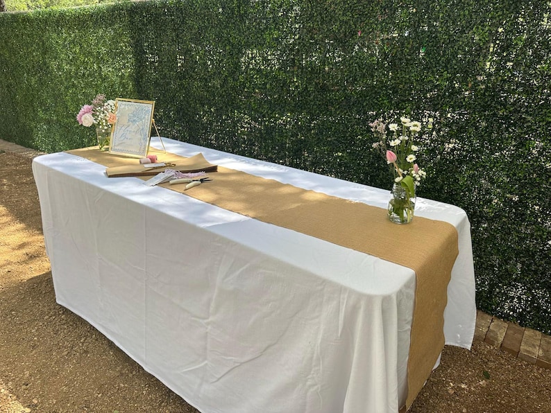 Burlap Table Runner, With Or Without Fringe - Natural Or White image 19