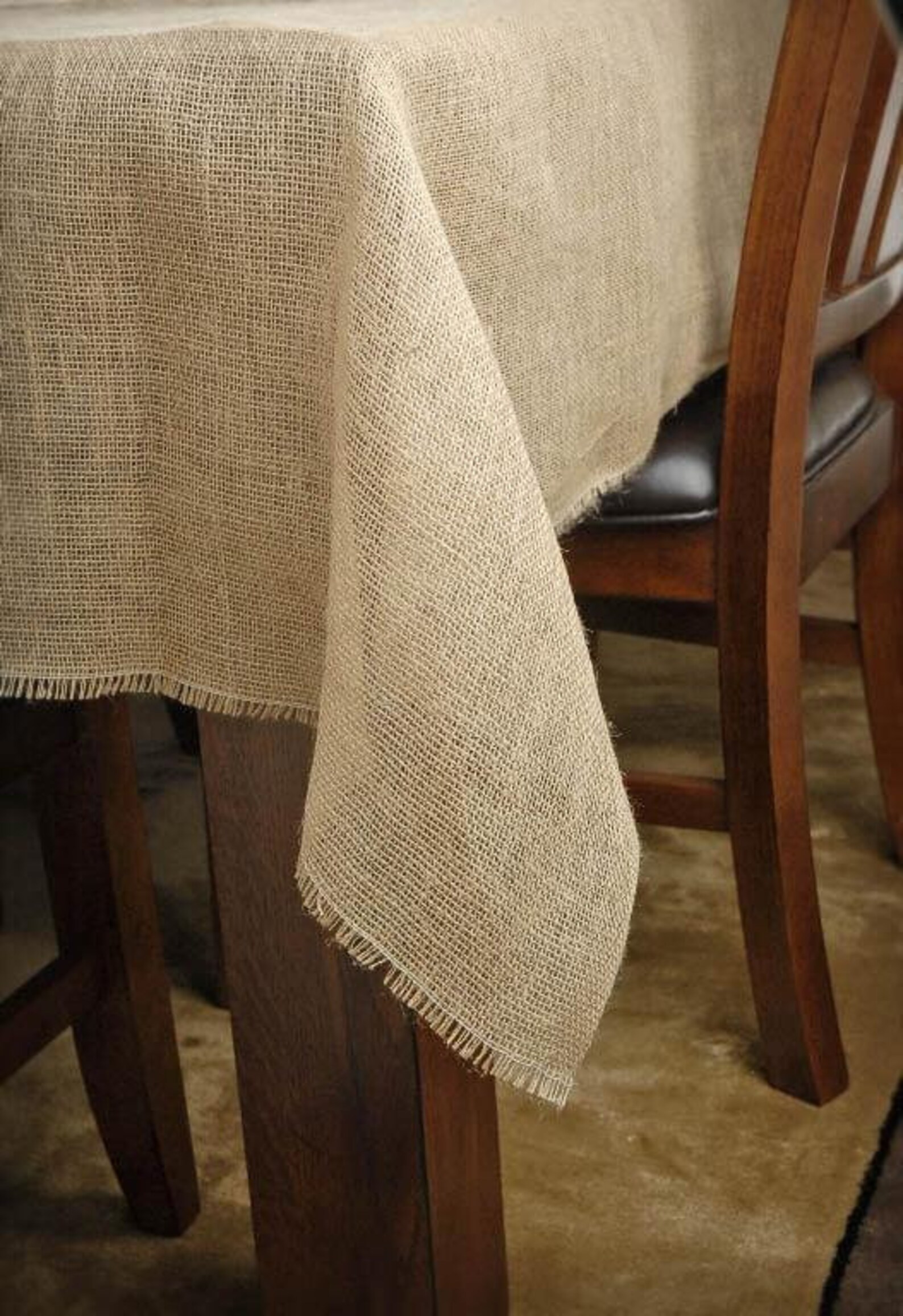 72 x 72 Burlap Tablecloth With Fringe Farmhouse Table Cloth Etsy