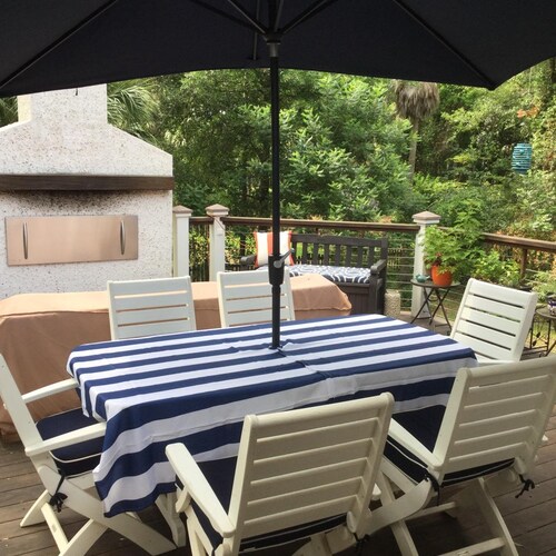 Outdoor Tablecloth With Umbrella Hole Zipper Outdoor Tablecloth With, Outdoor Tablecloths With Umbrella Hole And Zipper Square