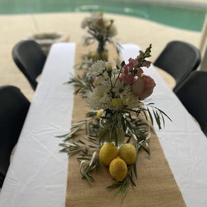 Burlap Table Runner, With Or Without Fringe - Natural Or White image 18