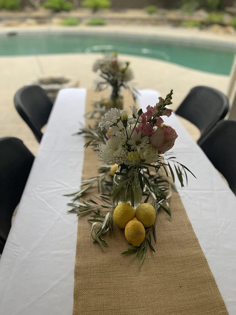 Burlap Table Runner, With Or Without Fringe - Natural Or White image 18