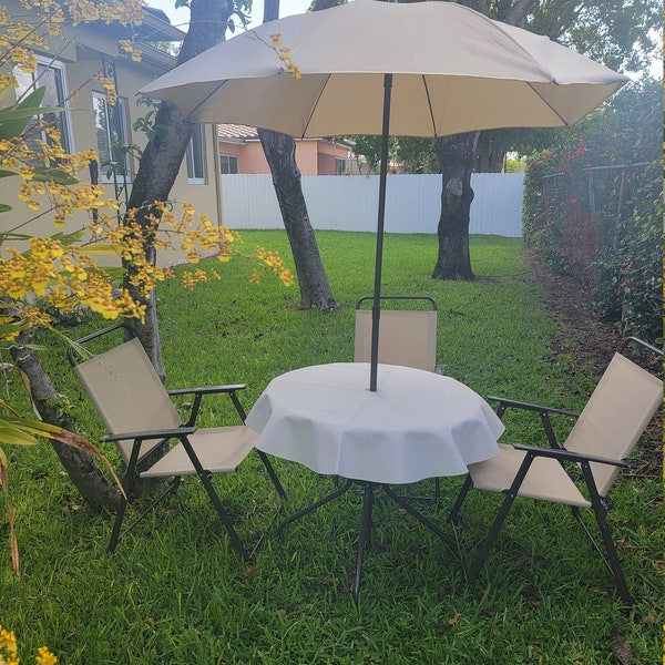Umbrella Hole Zippered Outdoor Tablecloth Etsy