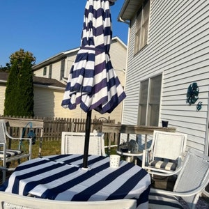 Outdoor Tablecloth, Tablecloth With Umbrella Hole, Zipper, Nautical Stripe, 60 x 84, 60 x 120, 52 & 60 Round image 4