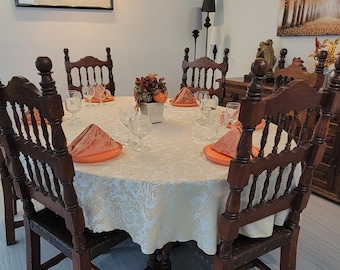Damask Oval Tablecloths, Cotton Table Linen, All Sizes