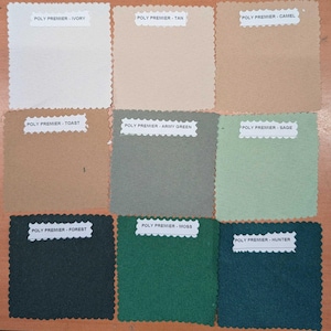 Polyester Tablecloth, Napkins Color Samples, 74 Poly Premier Colors
