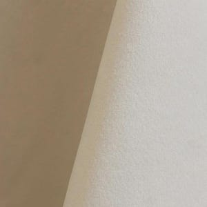Close-up of a ivory velvet upholstery fabric with a soft, textured surface.
It is 105,000 rub tested which is excellent durable quality manufactured by Premier Table Linens.